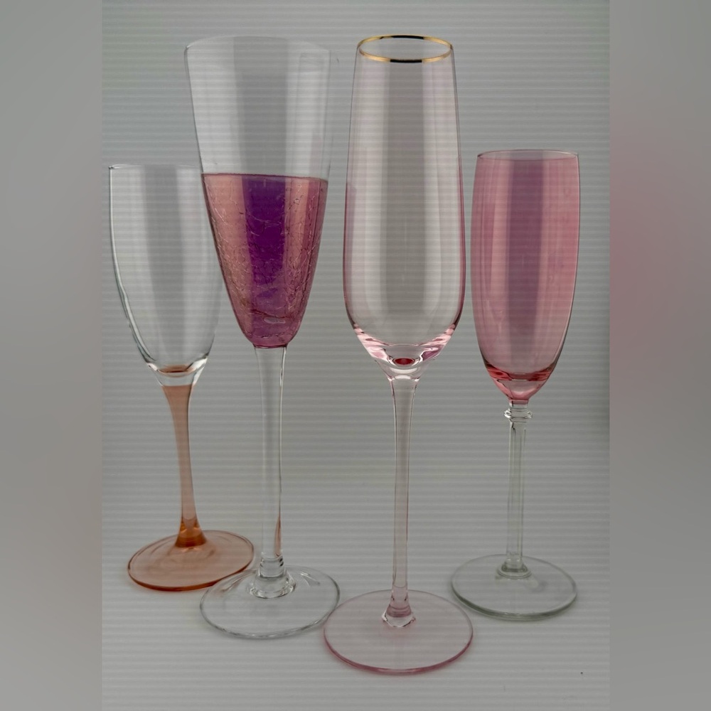 4 Pink Champagne flutes.